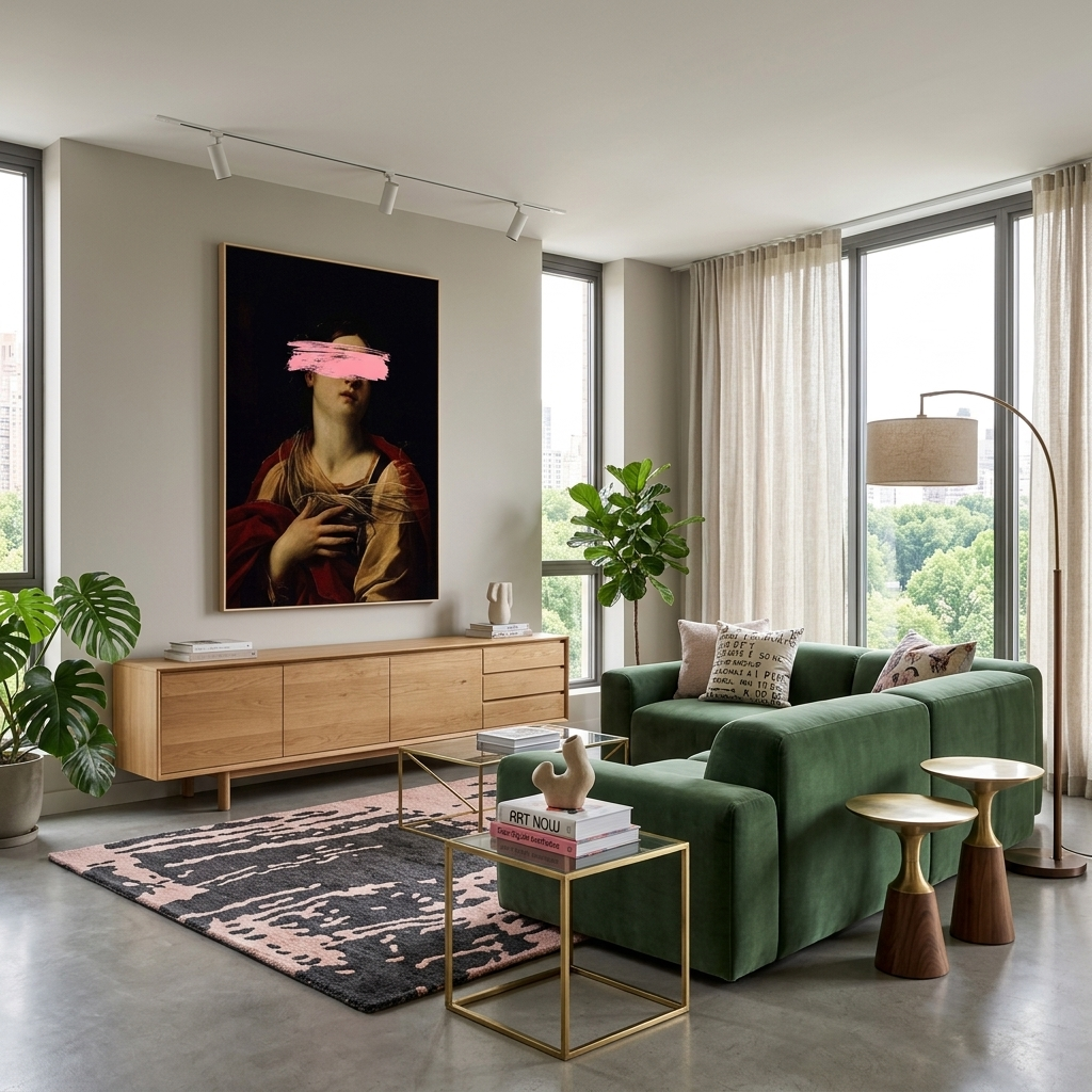 Leinwandbild Heilige Margarete mit rosa Farbe im Gesicht