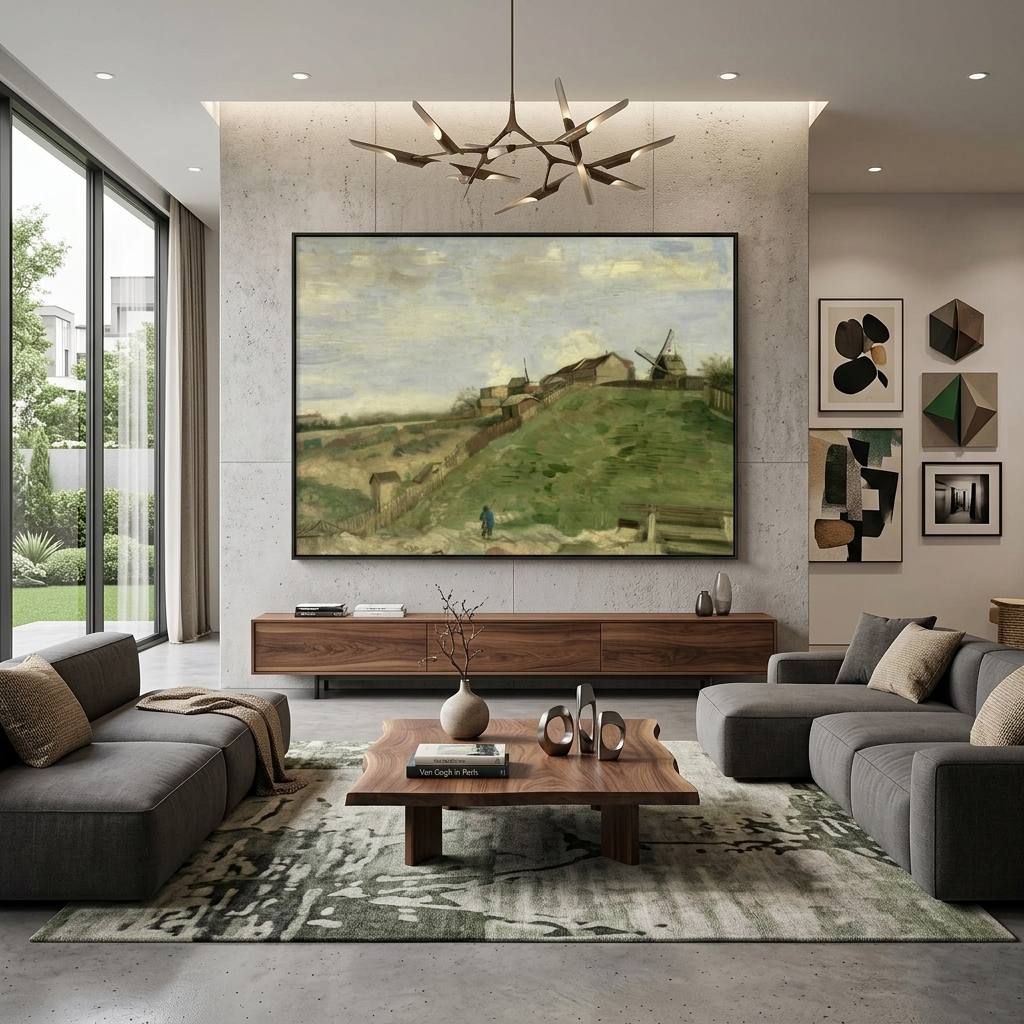 Reproduktion von Montmartre Hill mit Steinbruch, Vincent van Gogh, Reproduktion auf Leinwand, Wand-Kunstdruck