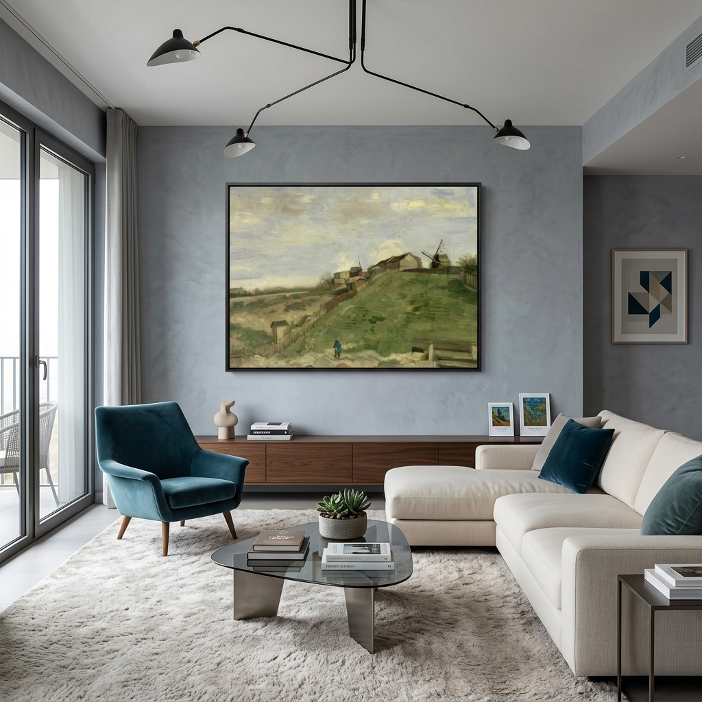 Reproduktion von Montmartre Hill mit Steinbruch, Vincent van Gogh, Reproduktion auf Leinwand, Wand-Kunstdruck