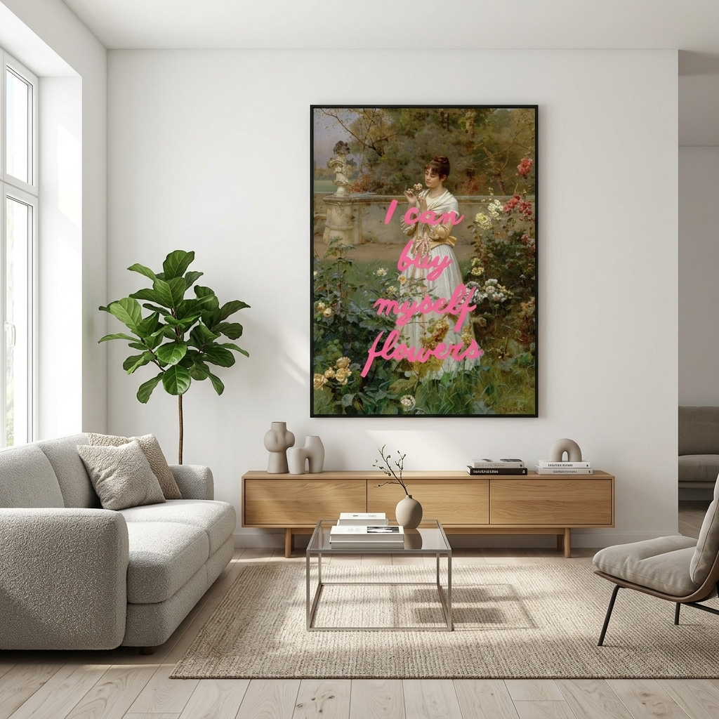 Kunstdruck auf Leinwand, Rose aller Rosen. Ich werde mir Blumen kaufen