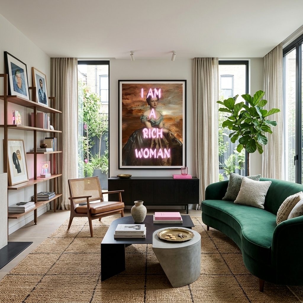 Kunstdruck auf Leinwand, Motiv: „Ich bin eine reiche Frau“