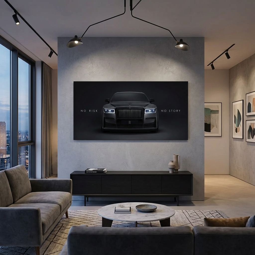 Rolls-Royce – Kein Risiko, keine Geschichte – motivierender Leinwand-Kunstdruck