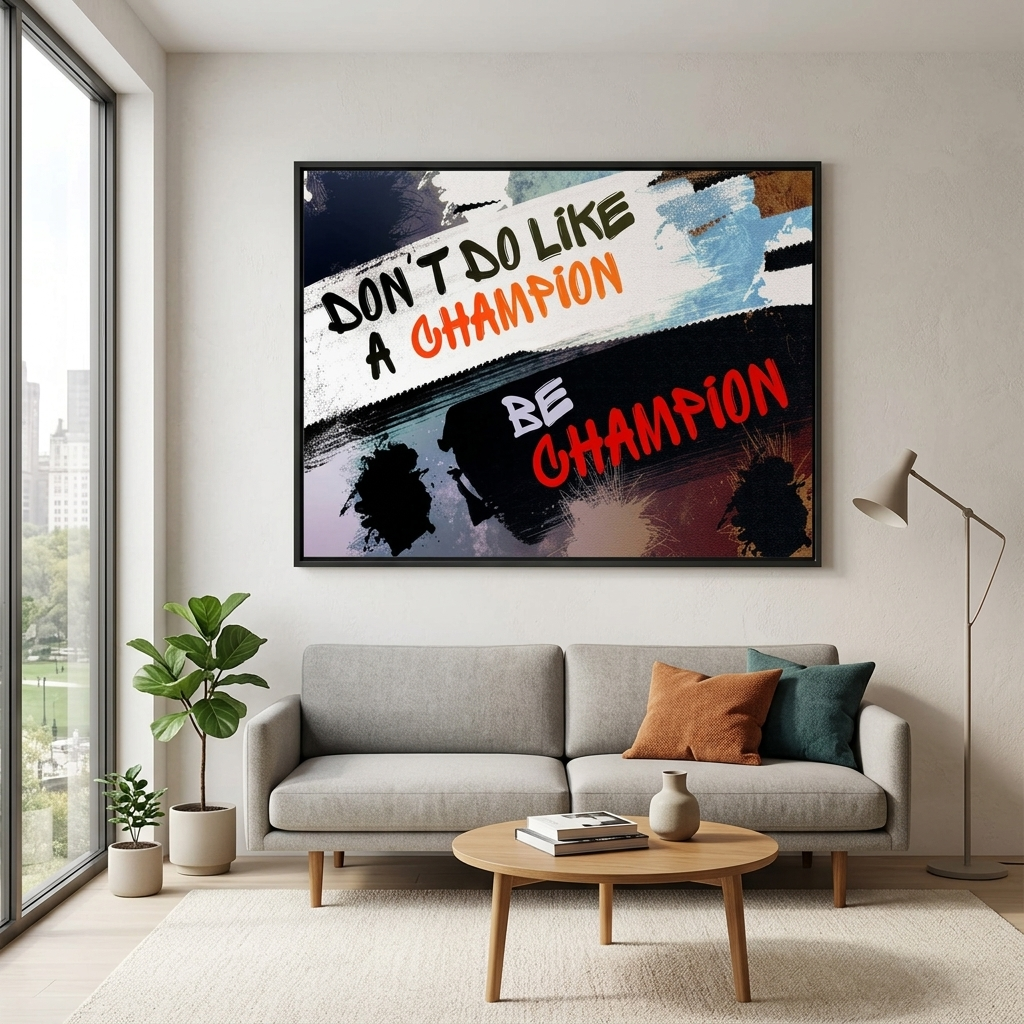 For motivation Be a champion Motivational Canvas Wall Art Print