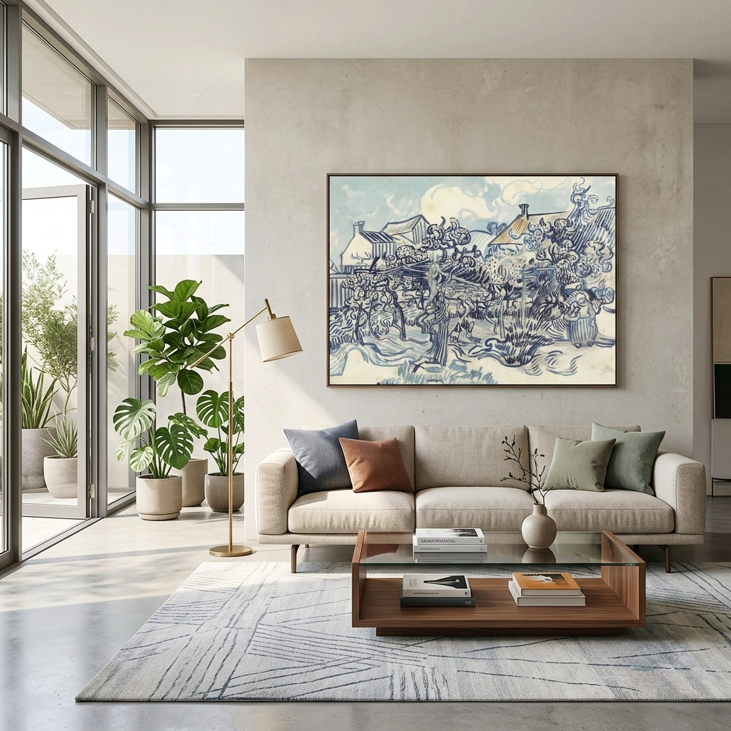 Reproduktion „Ein alter Weinberg und eine Bäuerin“ von Van Gogh, Reproduktion auf Leinwand, Kunstdruck