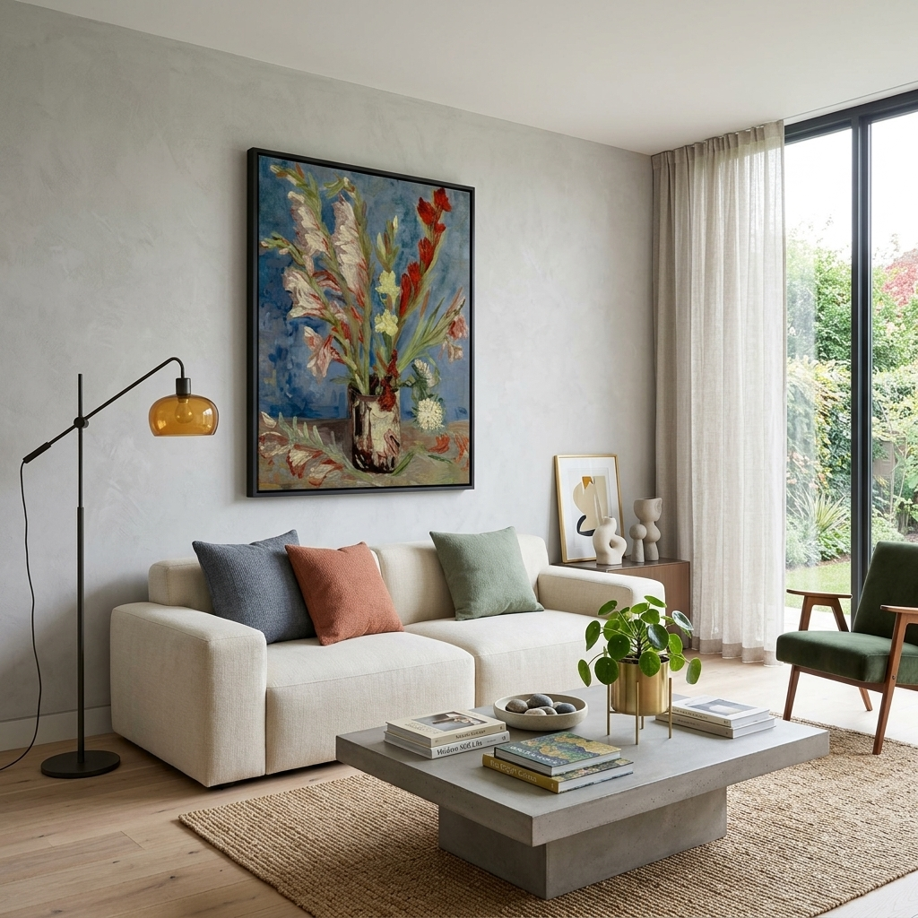 Reproduktion von Van Gogh, Gladiolenvase, Reproduktion auf Leinwand, Kunstdruck