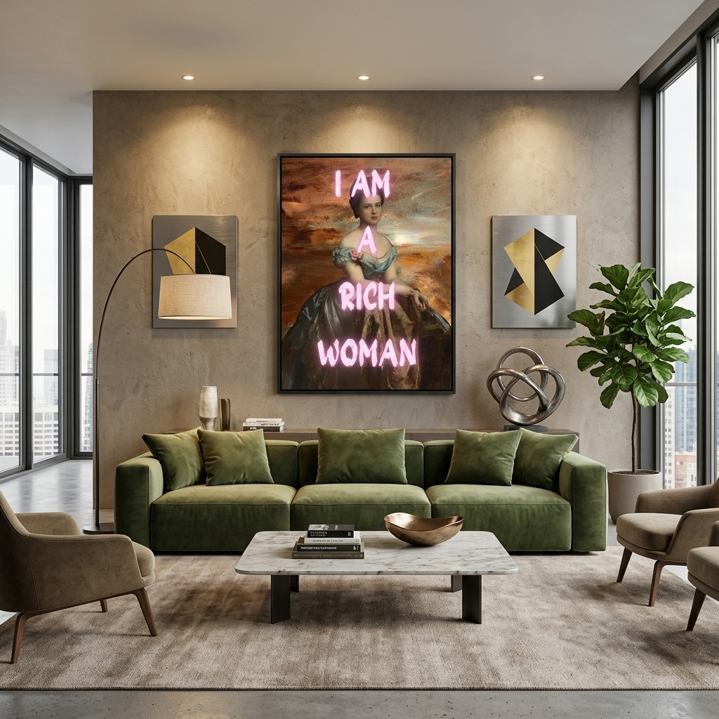 Kunstdruck auf Leinwand, Motiv: „Ich bin eine reiche Frau“