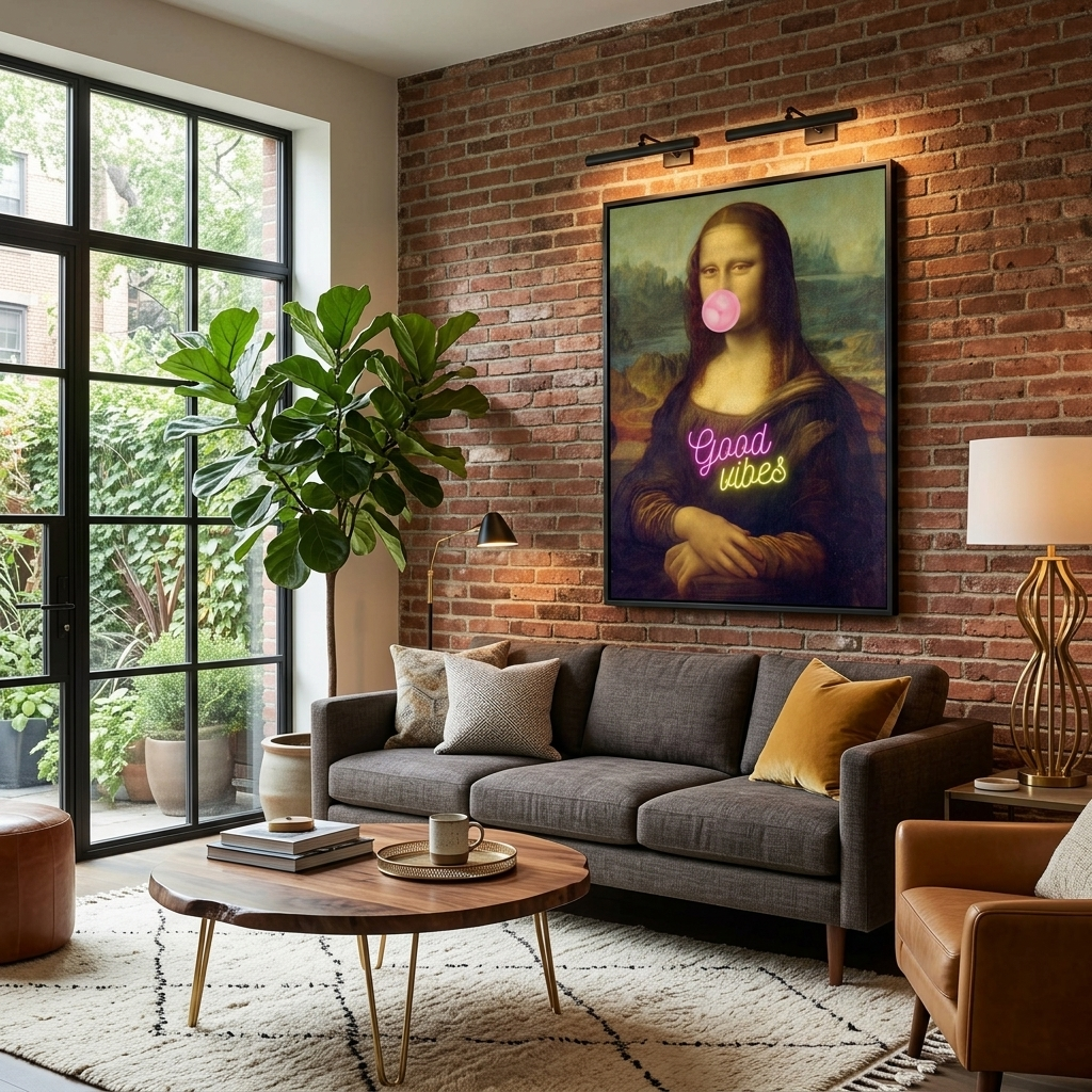Kunstdruck auf Leinwand, Mona Lisa. Gute Stimmung