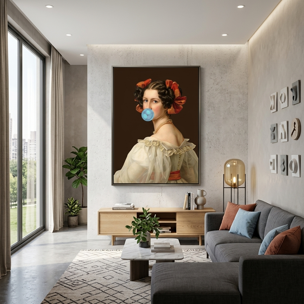 Leinwandbild Helena mit blauem Kaugummi