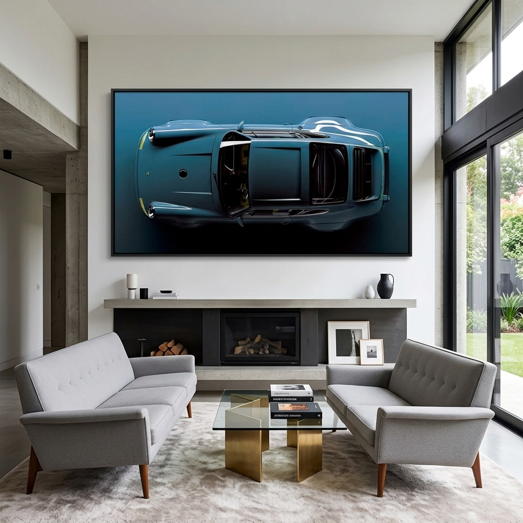 Leinwandbild, Motiv: Porsche 911, Blau