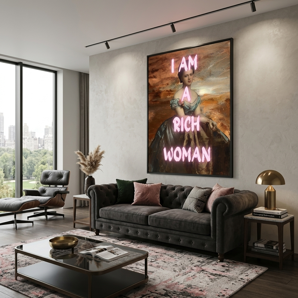 Kunstdruck auf Leinwand, Motiv: „Ich bin eine reiche Frau“