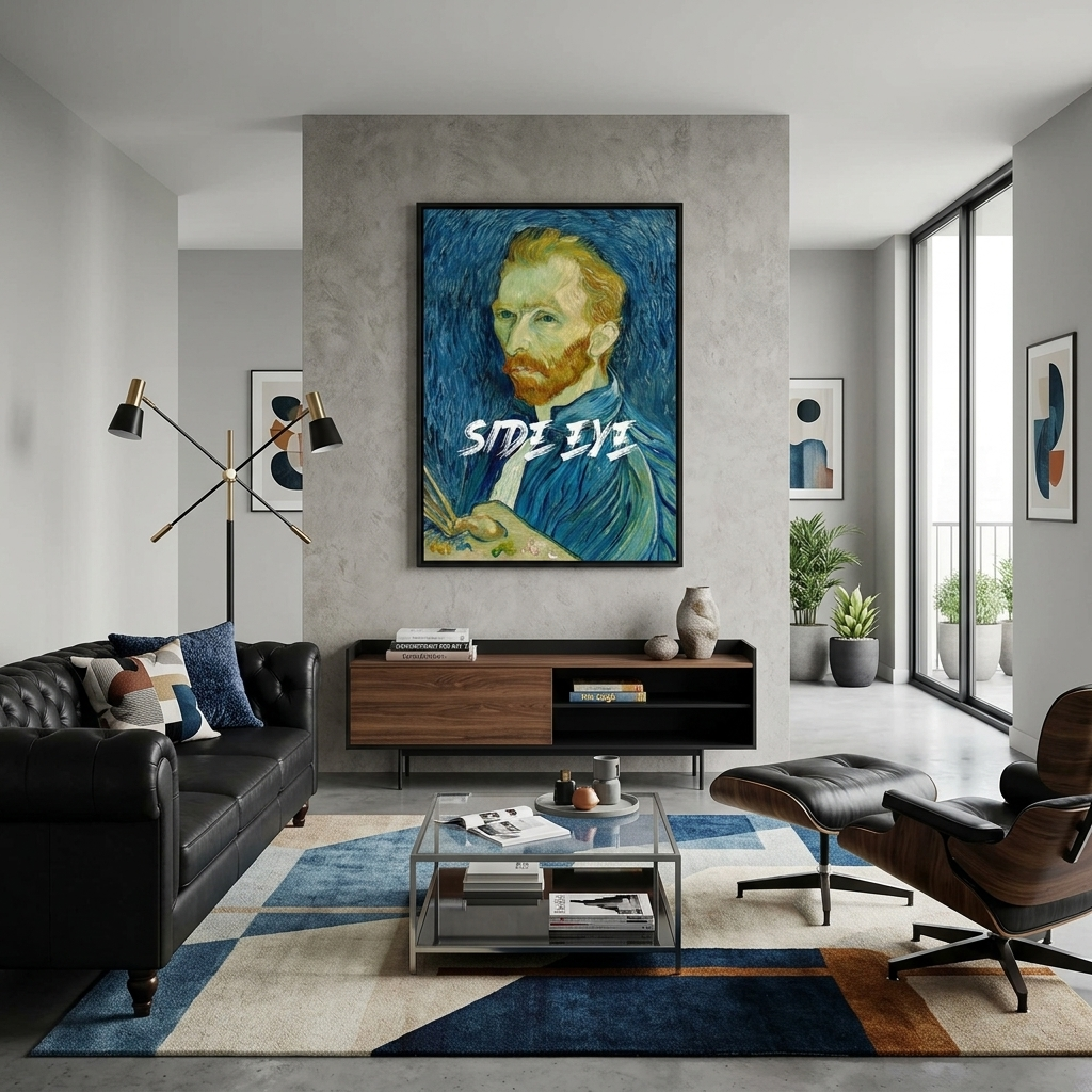 Kunstdruck auf Leinwand, Selbstporträt von Van Gogh. Seitliches Auge