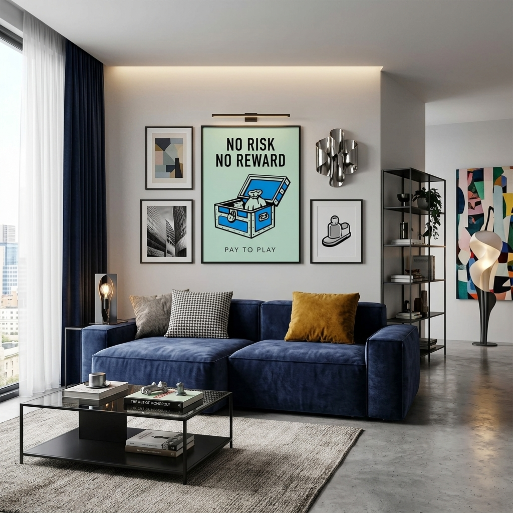 Monopoly No risk no reward Canvas Wall Art Print