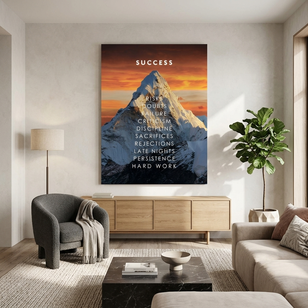 Um Erfolg zu motivieren Berg Motivierender Leinwanddruck