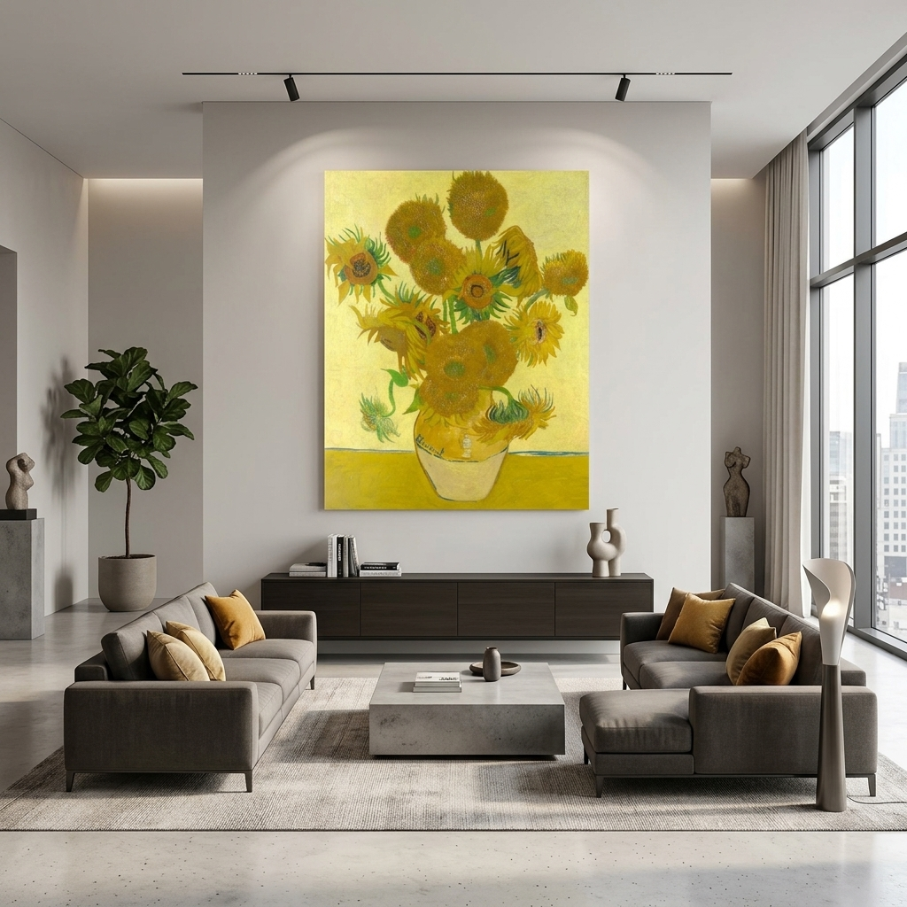 Reproduktion „Sonnenblumen in einer gelben Vase“ von Vincent van Gogh, Reproduktion auf Leinwand, Kunstdruck