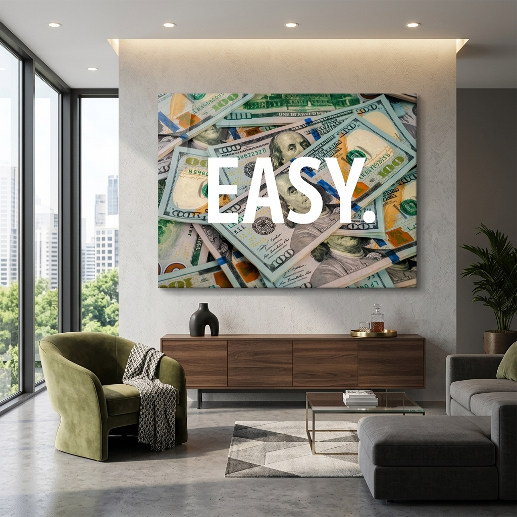 „EASY“ – inspirierender Kunstdruck auf Leinwand.