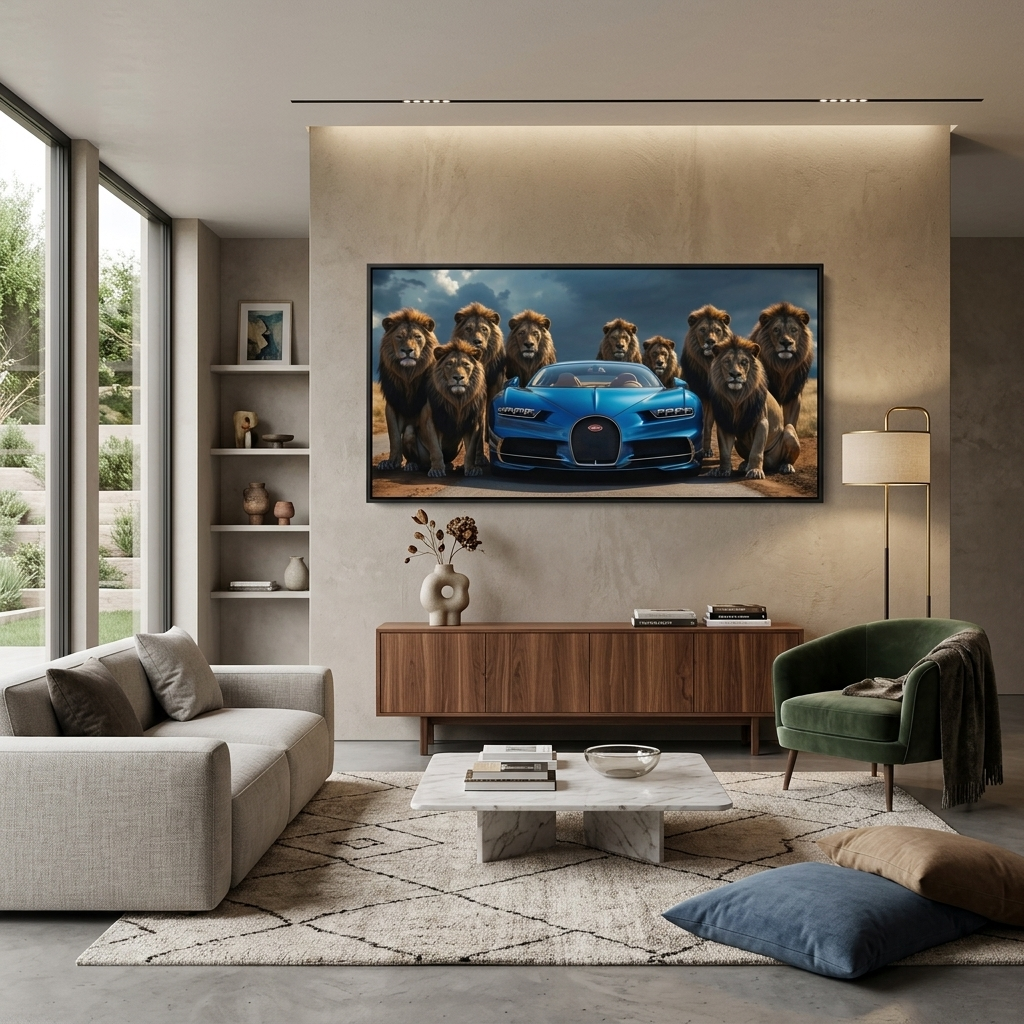 Leinwandbild, Porsche 911, grün, auf grauem Hintergrund
