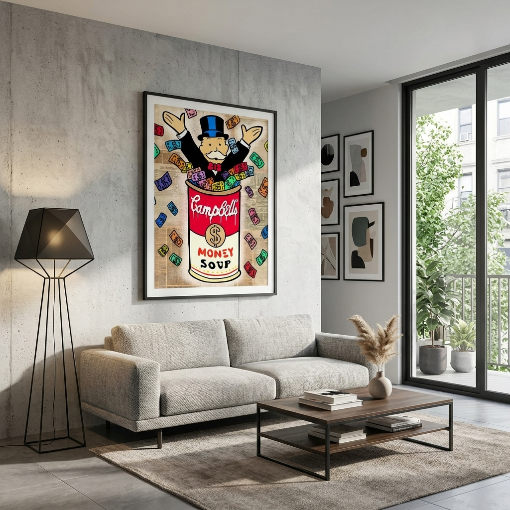 Monopoly Money soup Canvas Wall Art Print