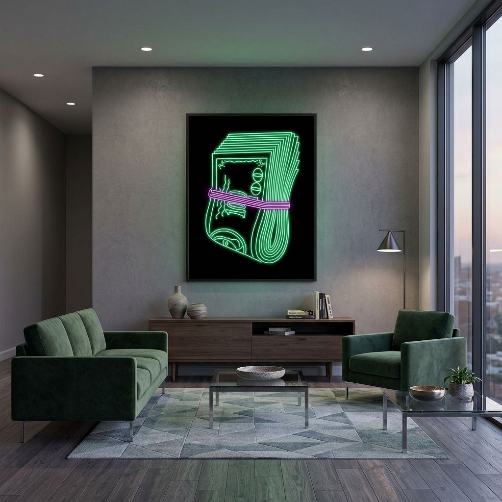 Ein Bündel Dollar – motivierender Kunstdruck auf Leinwand