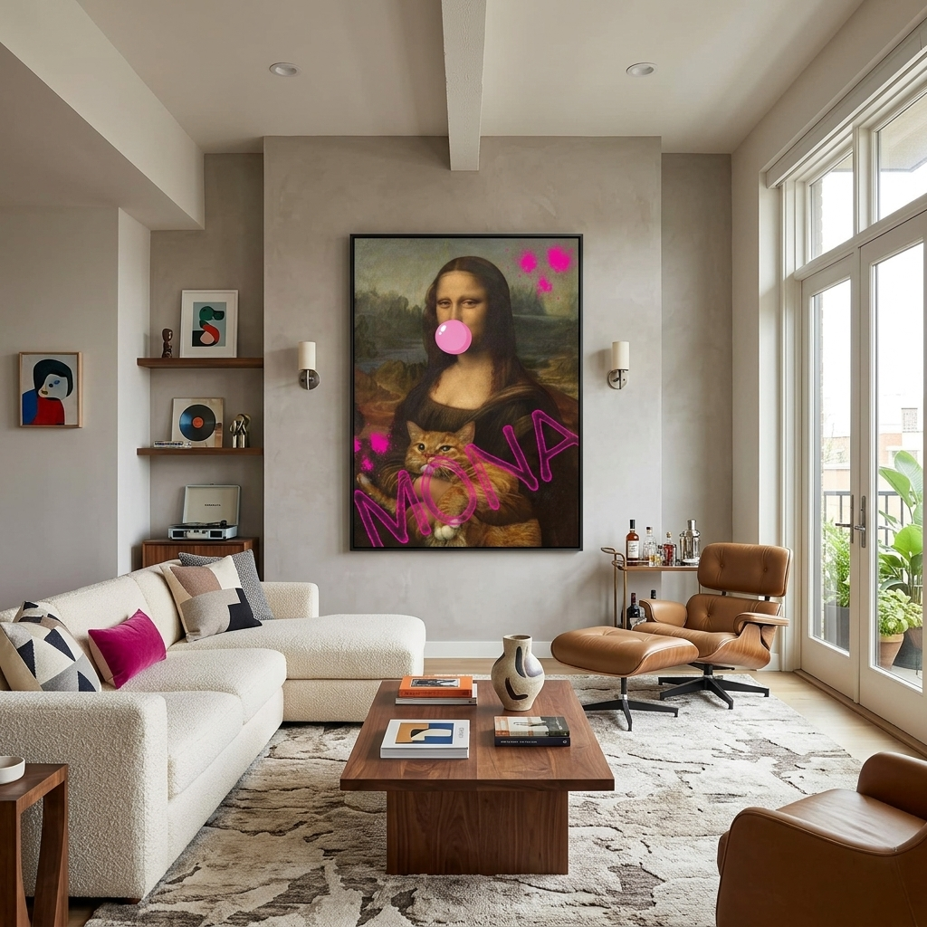 Leinwandbild Mona mit roter Katze