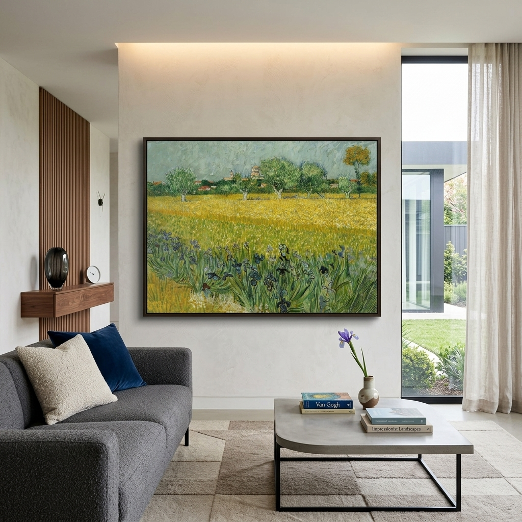 Reproduktion, Ansicht von Arles mit Schwertlilien, Reproduktion, Kunstdruck auf Leinwand