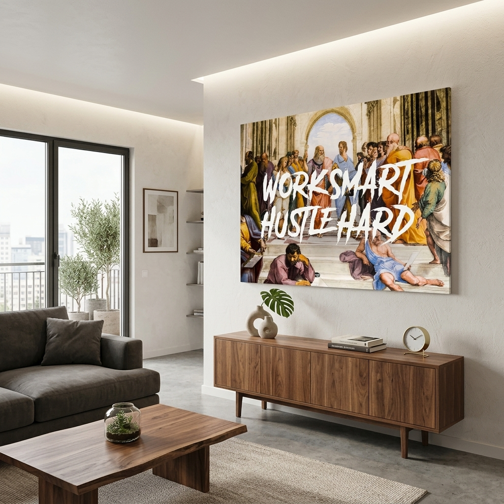 Philosophen arbeiten intelligent und fleißig, motivierender Leinwand-Kunstdruck