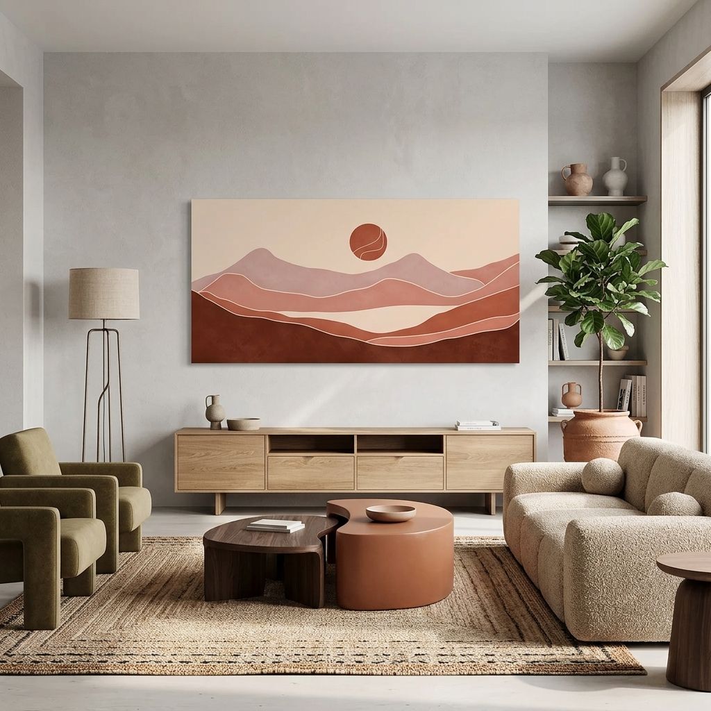 Die Wüste gegen die Sonne Abstraktion Leinwand Wand Kunstdruck