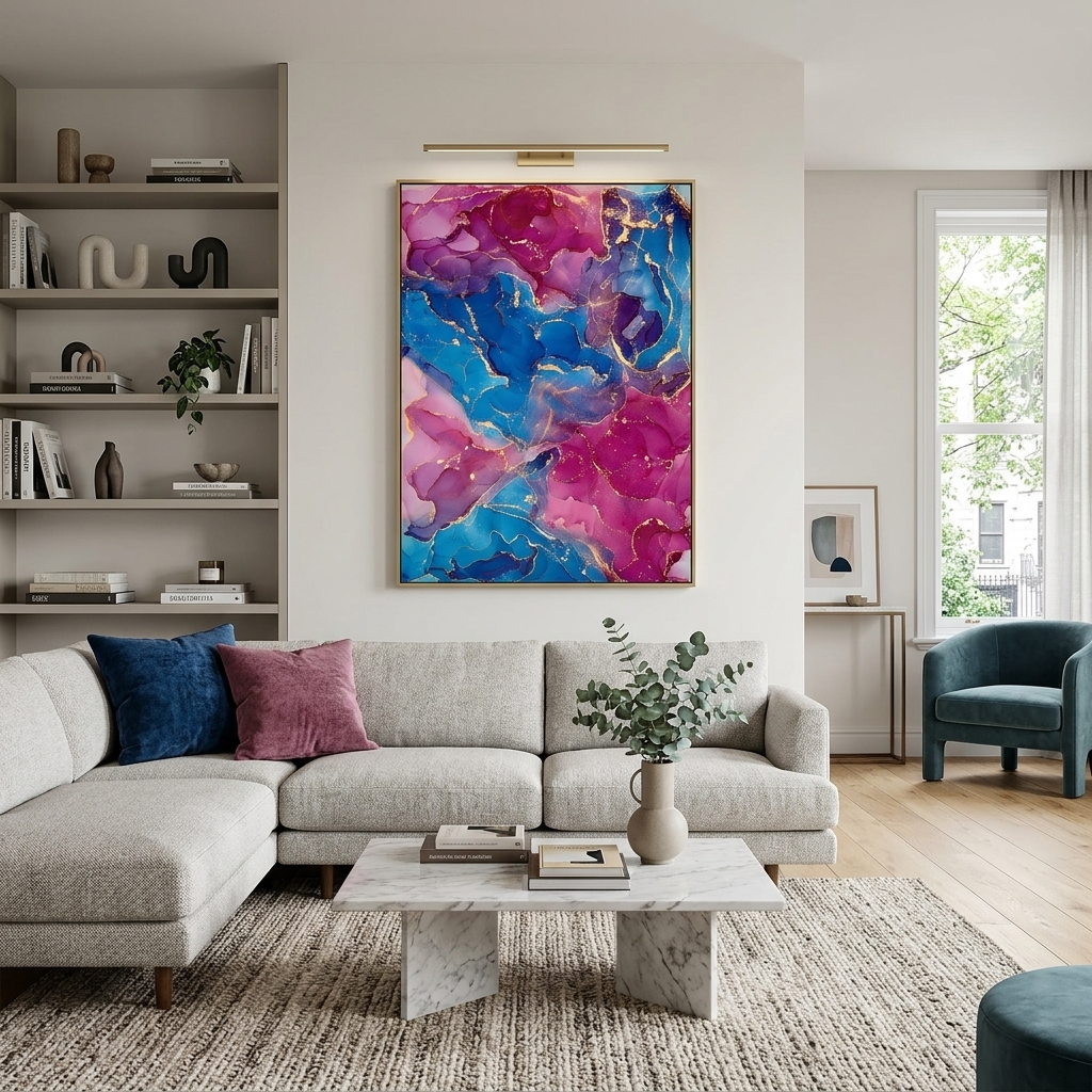 Rosa und blau Abstraktion Leinwand Wand Kunstdruck