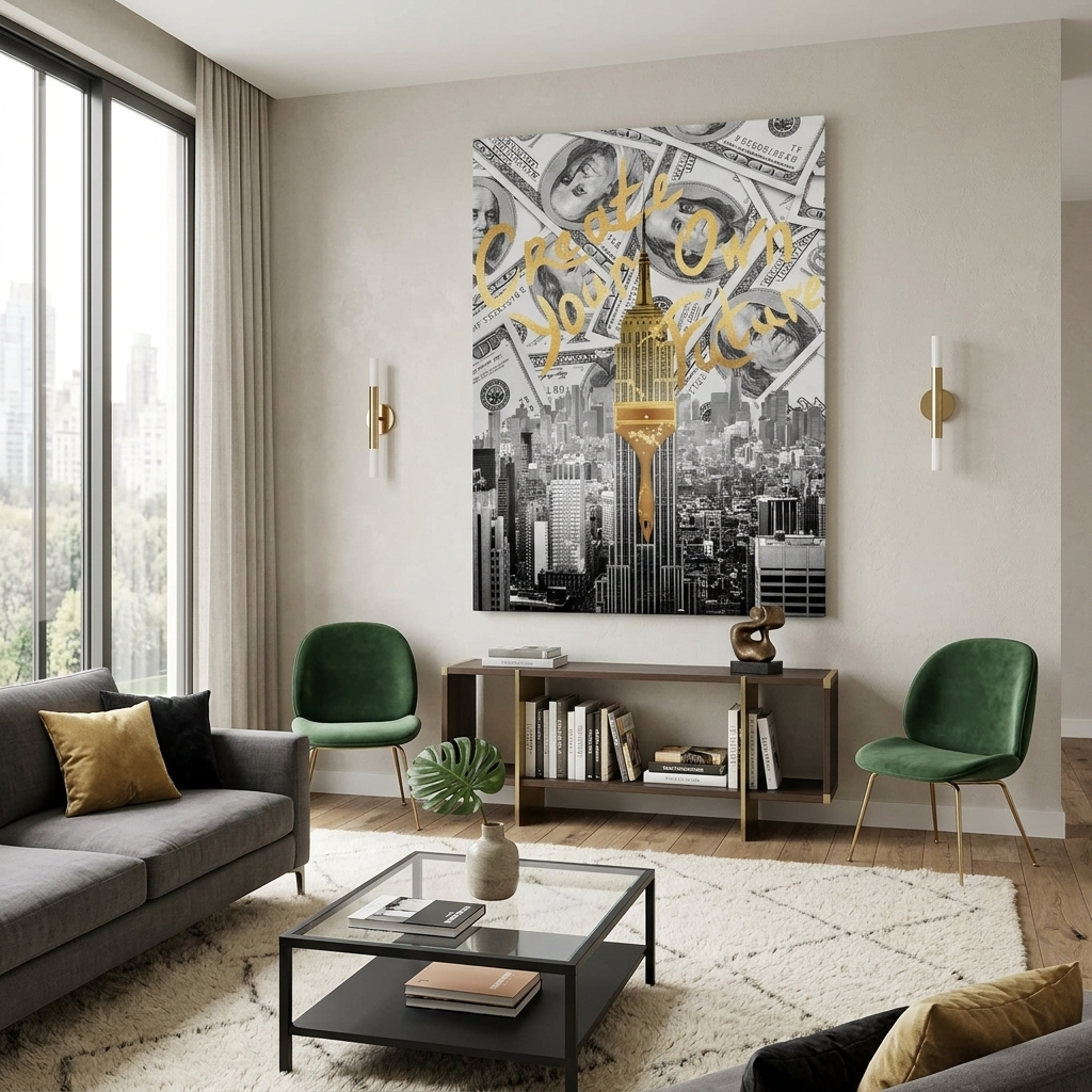 „Zeit für Geld statt Dollars und Uhren – inspirierender Kunstdruck auf Leinwand“