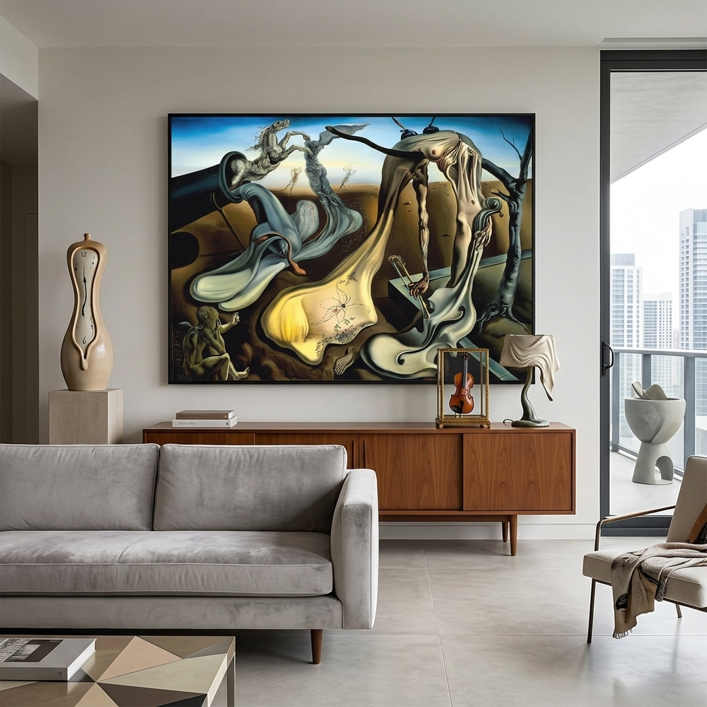 Reproduktion „Die Abendspinne verspricht Hoffnung“, Reproduktion von Salvador Dali, Leinwandbild, Wandbild