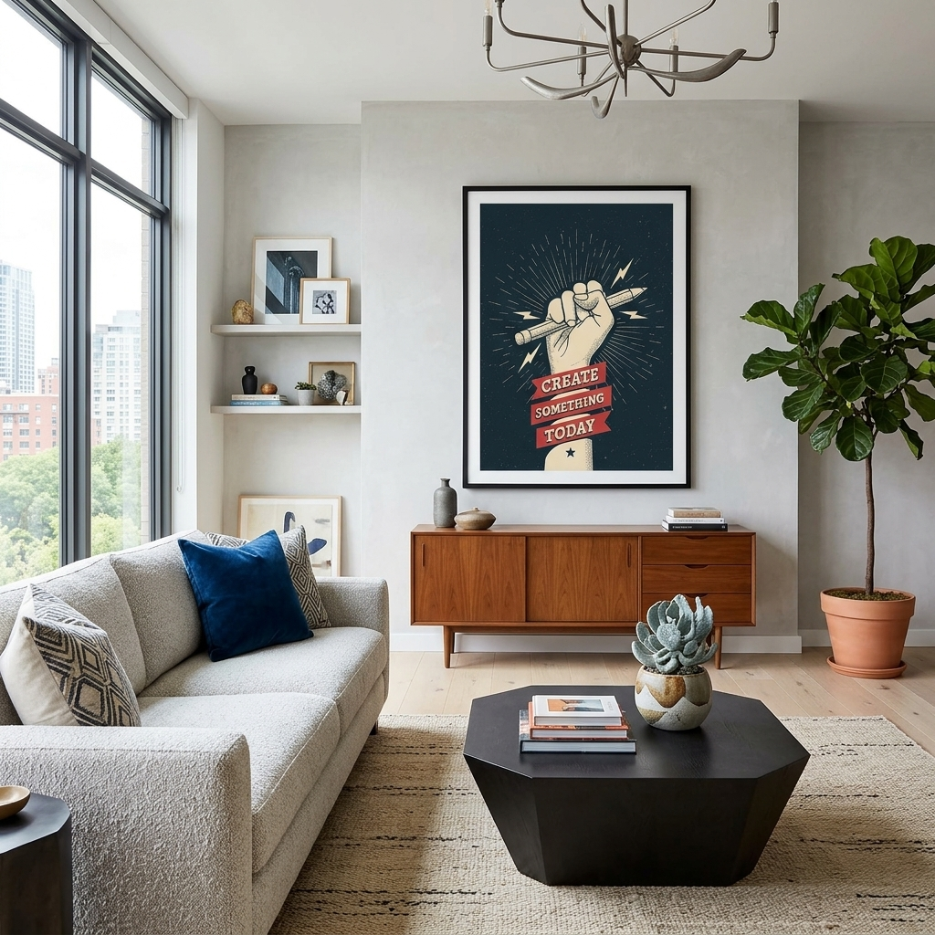Die Hand mit dem Bleistift und den Inschriften Motivierender Leinwand-Kunstdruck