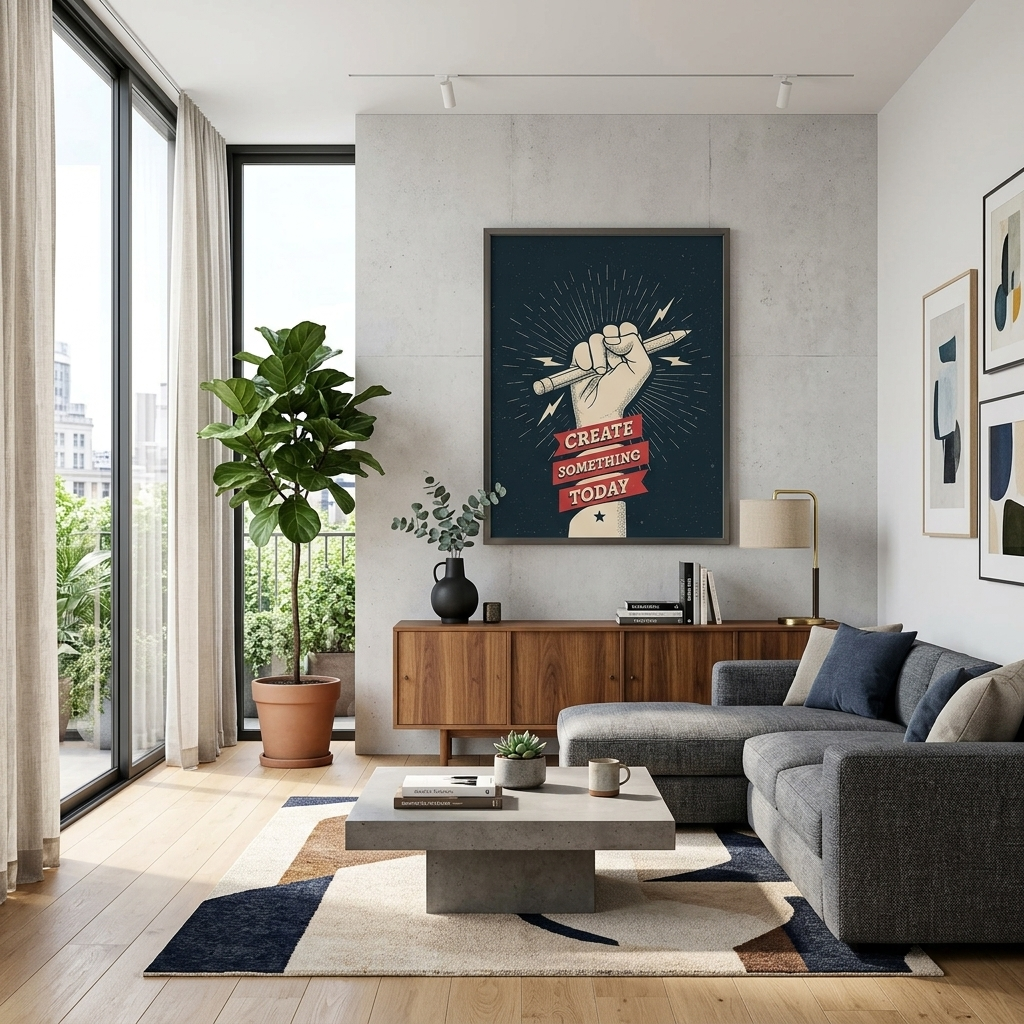 Die Hand mit dem Bleistift und den Inschriften Motivierender Leinwand-Kunstdruck