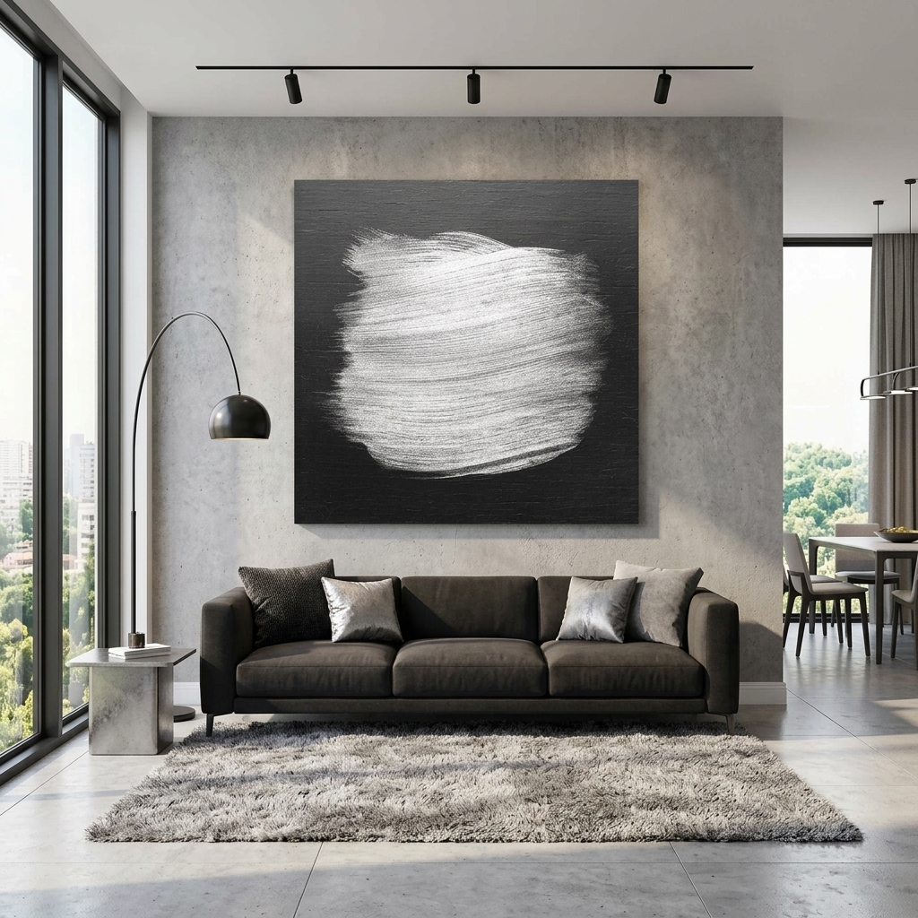 Silberne Striche auf dunklem Holzhintergrund Abstrakter Leinwand-Kunstdruck