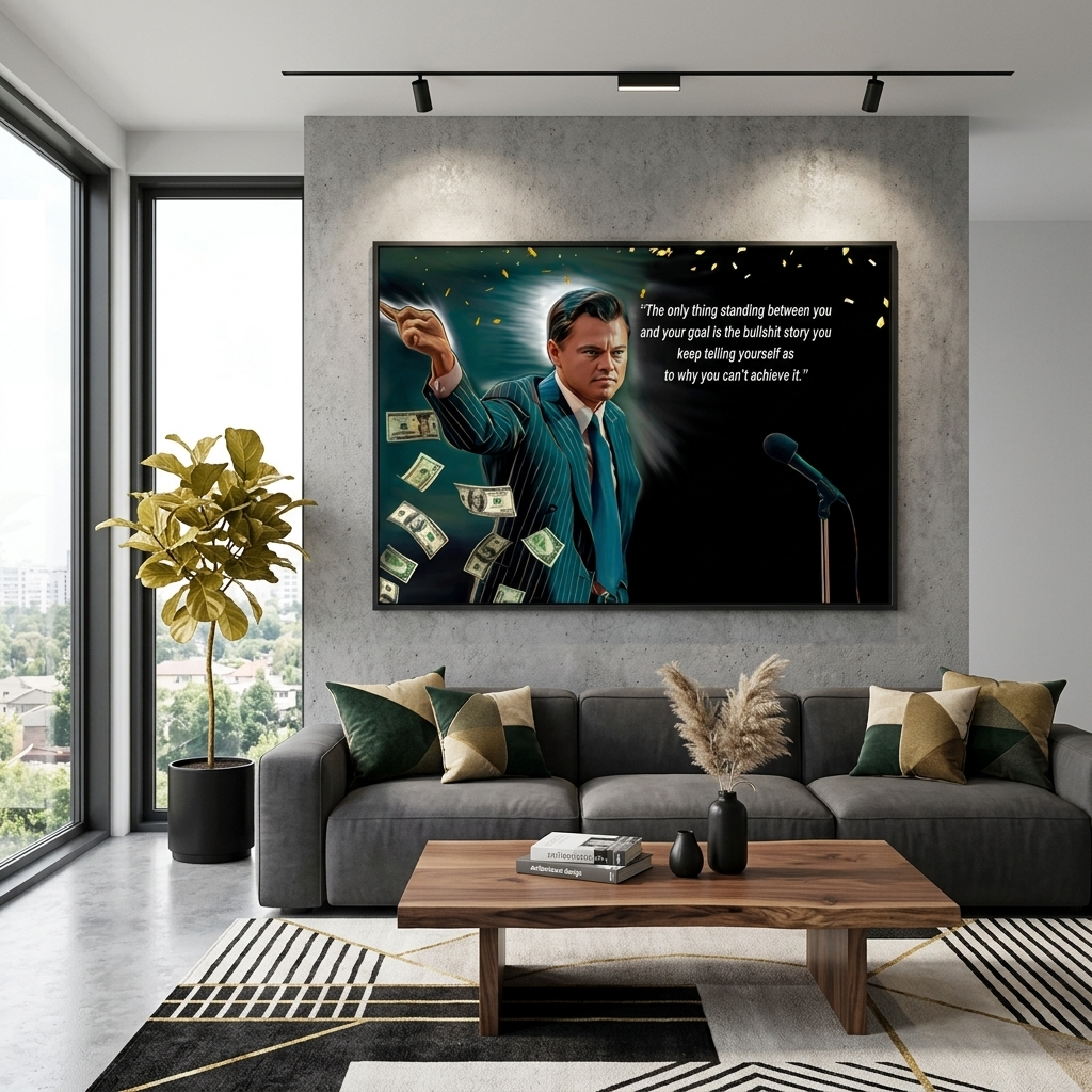 Leonardo DiCaprio and a motivational inscription Motivational Canvas Wall Art Print