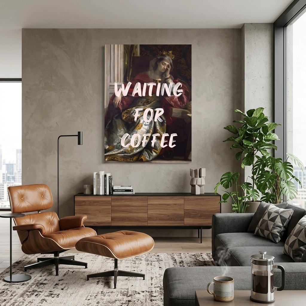 Leinwandbild „Warten auf Kaffee“