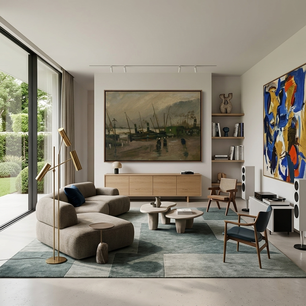 Reproduktion: Kai mit Schiffen in Antwerpen, Vincent van Gogh, Reproduktion auf Leinwand, Kunstdruck