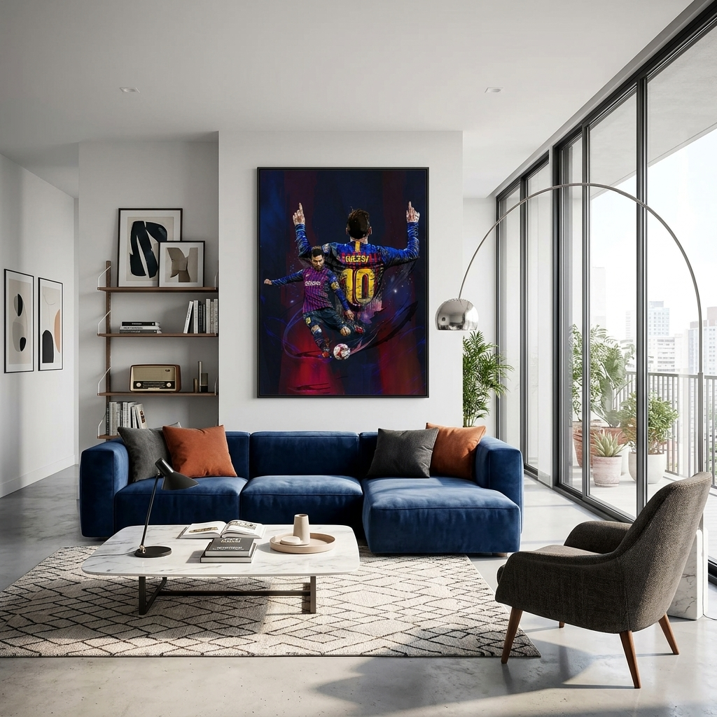 Kunstdruck auf Leinwand mit Fußballspieler Lionel Messi aus Barcelona