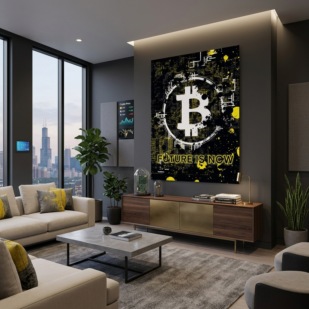 Bitcoin Die Zukunft ist jetzt Inspirierender Kunstdruck auf Leinwand