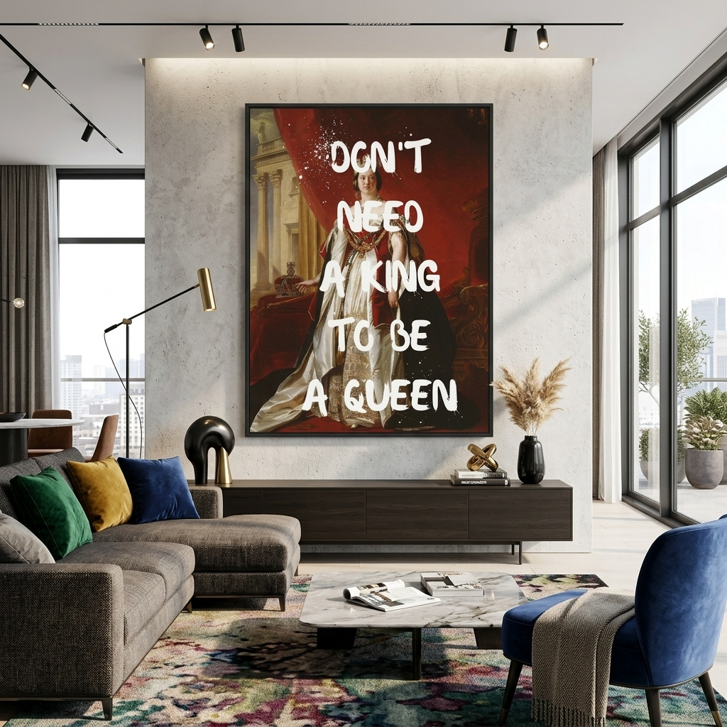 Kunstdruck auf Leinwand, Motiv: „Du brauchst keinen König, um eine Königin zu sein“