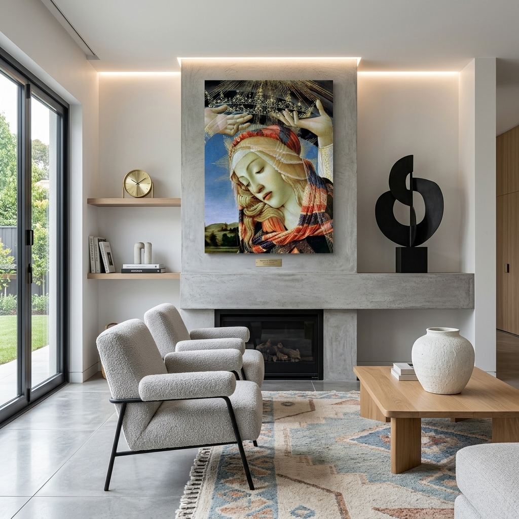 Reproduktion Madonna Magnificat Tondo von Sandro Botticelli, Reproduktion auf Leinwand, Wandkunstdruck