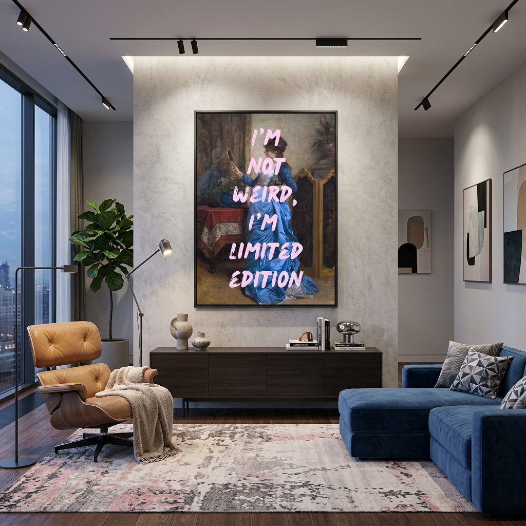 Kunstdruck auf Leinwand, Motiv: „Ich bin nicht komisch, ich bin eine limitierte Auflage“