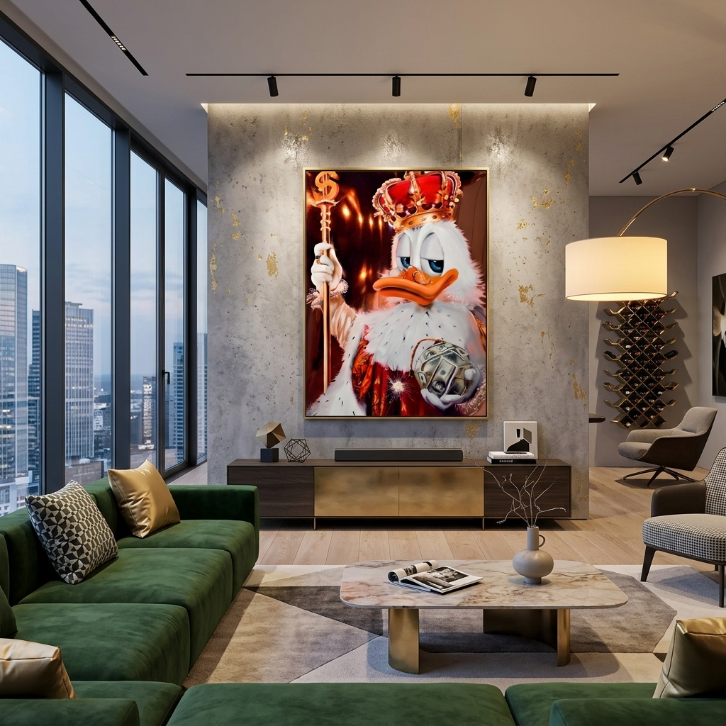 Dagobert Duck, der König der Dollarbombe, Ballon, inspirierender Kunstdruck auf Leinwand