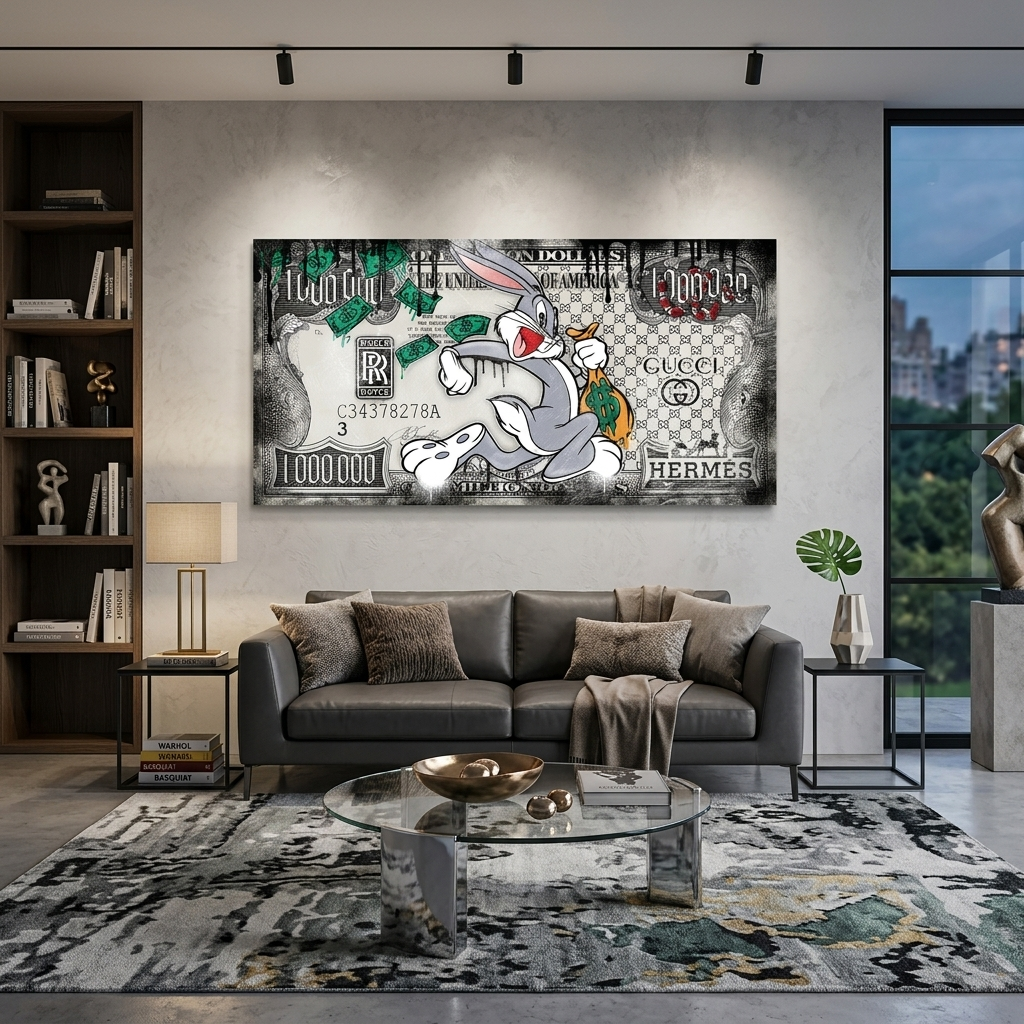 Inspirierender Leinwanddruck „Bugs Bunny's Million Dollar Balls“