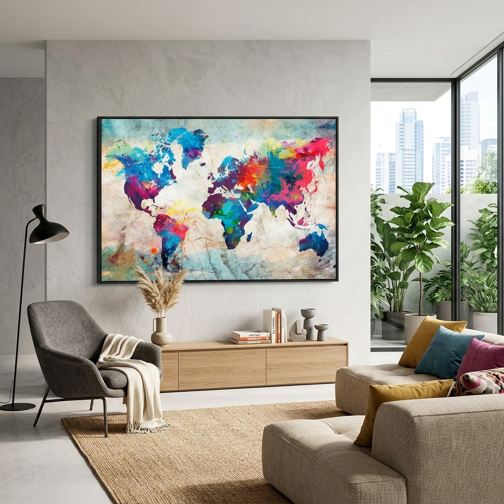 Leinwandbild „Weltkarte“ in verschiedenen Farben