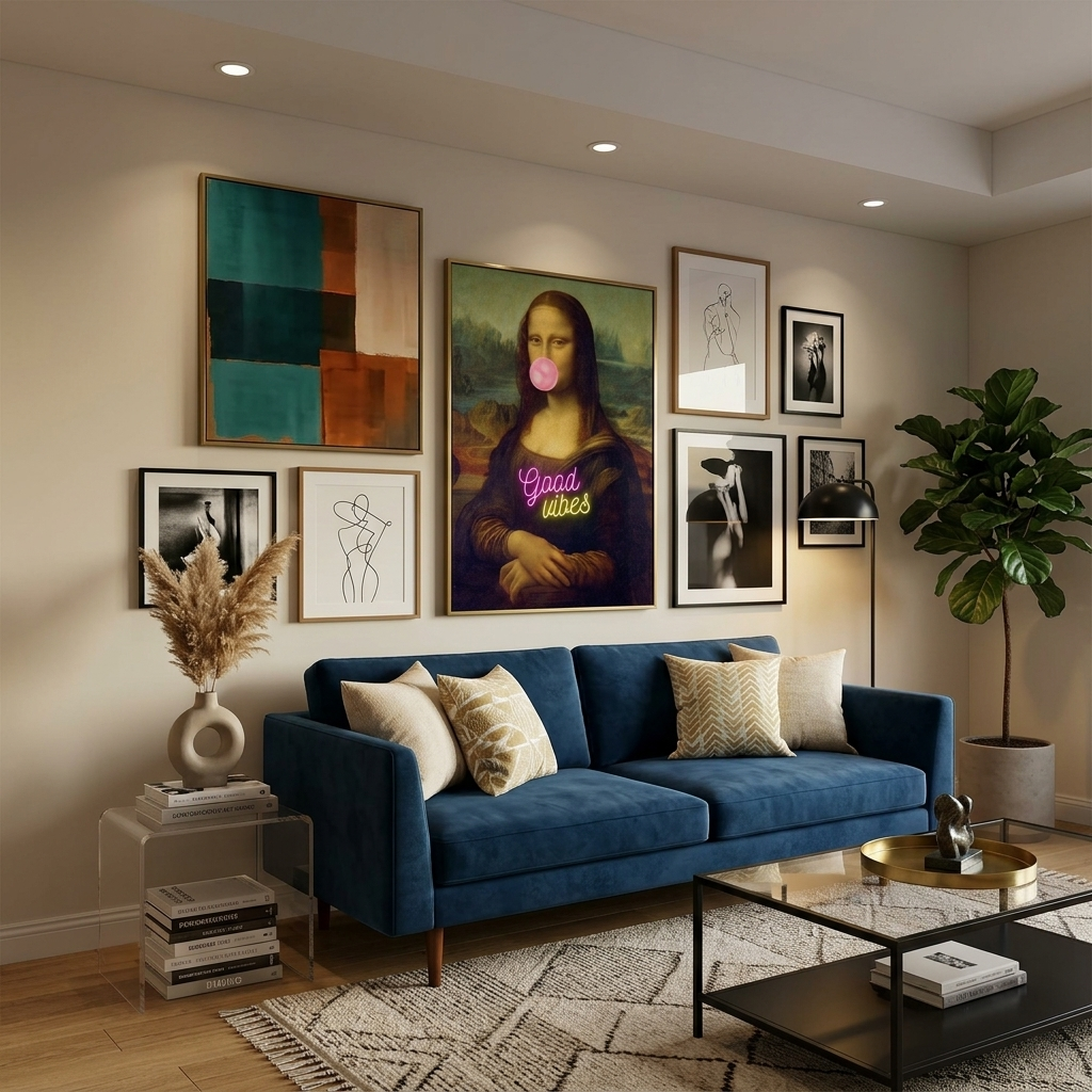 Kunstdruck auf Leinwand, Mona Lisa. Gute Stimmung
