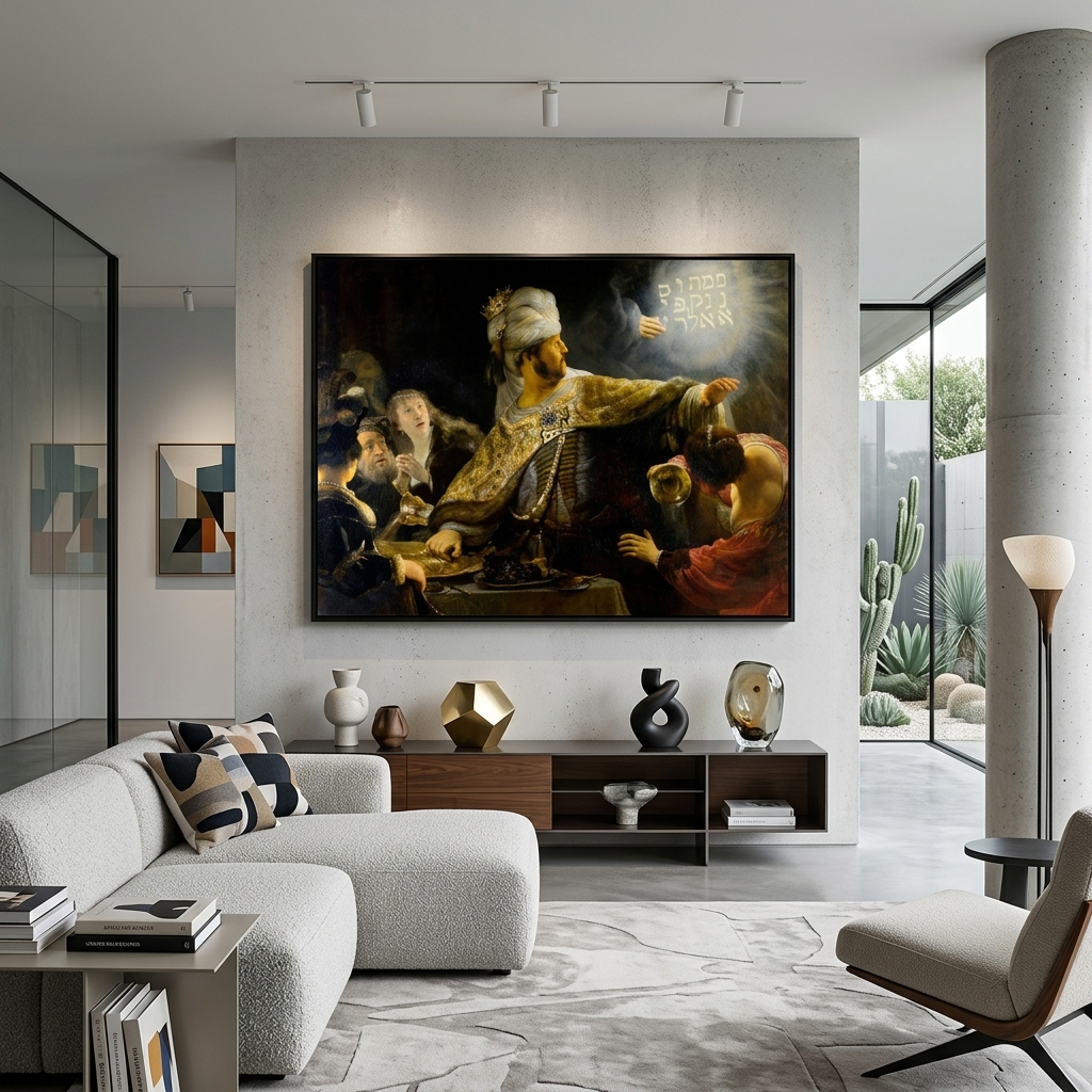 Reproduktion „Das Fest des Belsazar“ von Rembrandt, Reproduktion auf Leinwand, Kunstdruck