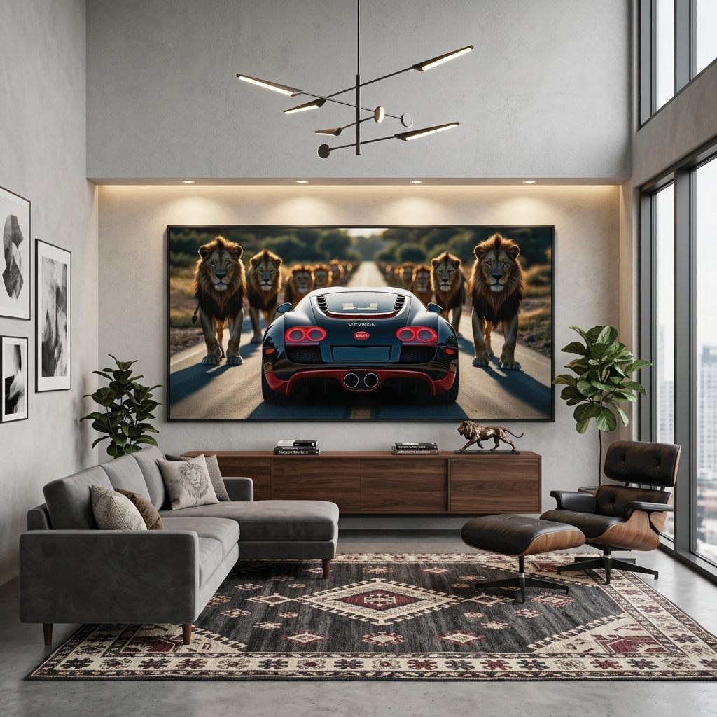 Leinwandbild, Porsche 911, grün, auf grauem Hintergrund