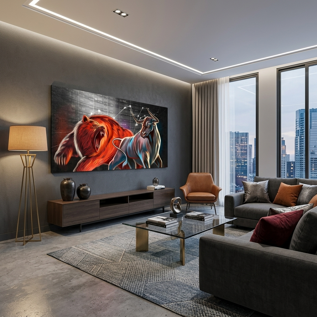 Um den Wall Street Bär und Bulle zu motivieren, motivierender Leinwand-Kunstdruck