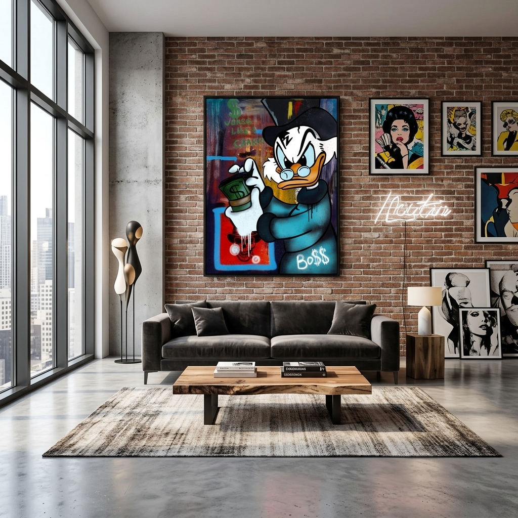 Scrooge Boss Inspirierender Kunstdruck auf Leinwand
