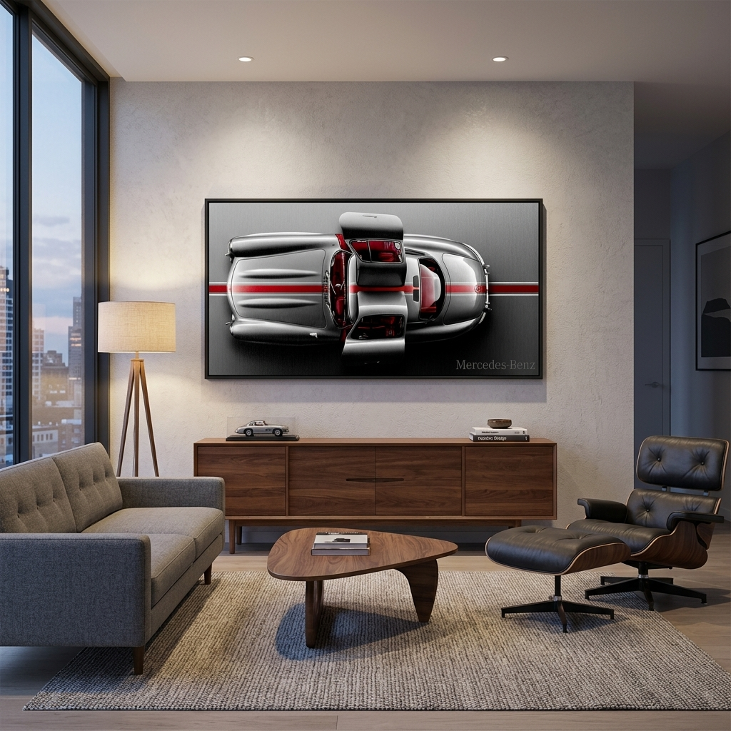 Leinwandbild, Porsche 911, grün, auf grauem Hintergrund