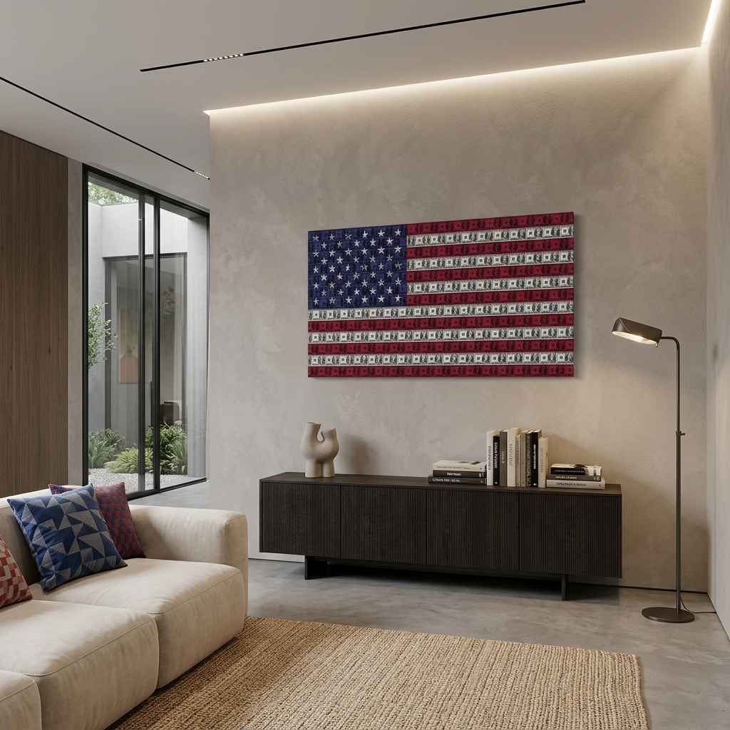 Inspirational Canvas Wall Art Print American dollar flag
